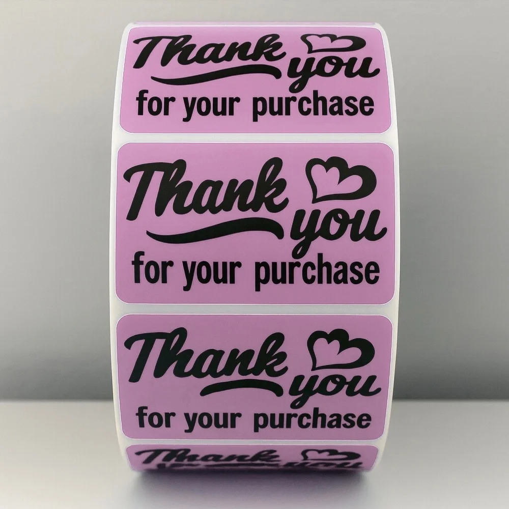 💗 Pink Thank You Stickers– 2x1” Cute Labels for Packages & Small Business 100